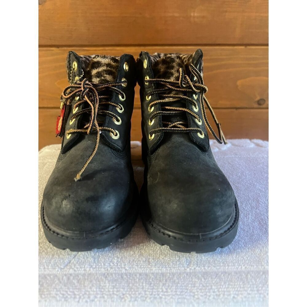 Timberland unisex Vintage 6 in Premium Boot Leopard Luxe Black Classic Youth Sz - Picture 7 of 8